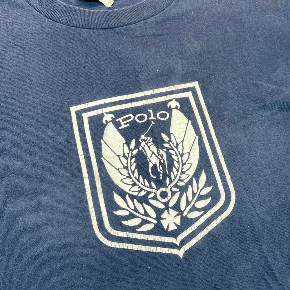 VTG 80s Polo Ralph Lauren T Shirt XL Blue Pony Crest Single Stitch Made in USA